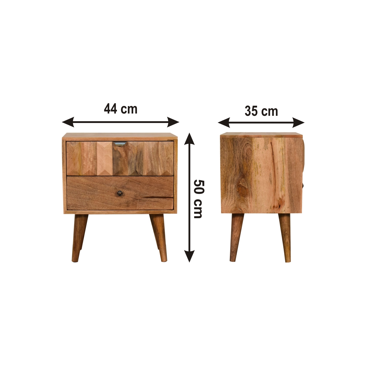 Size chart for Oak-ish Prism Bedside Table