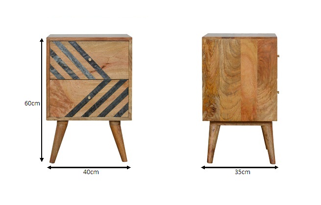 Size chart for Slate Pattern Bedside Table
