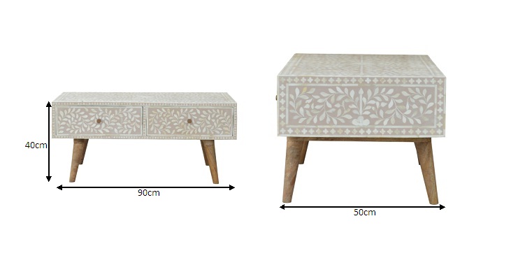 Size chart for Taupe Floral Bone Coffee Table