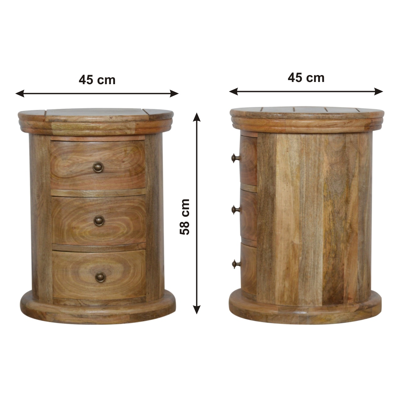 Size chart for Granary 3 Drawer Drum