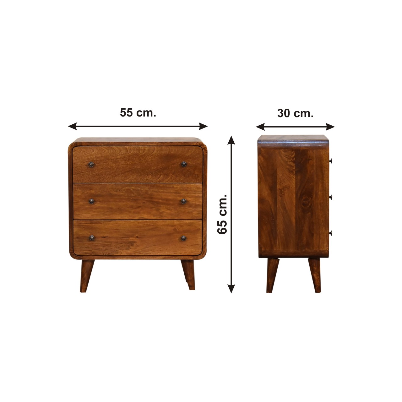 Size chart for Mini Curved Chestnut Chest
