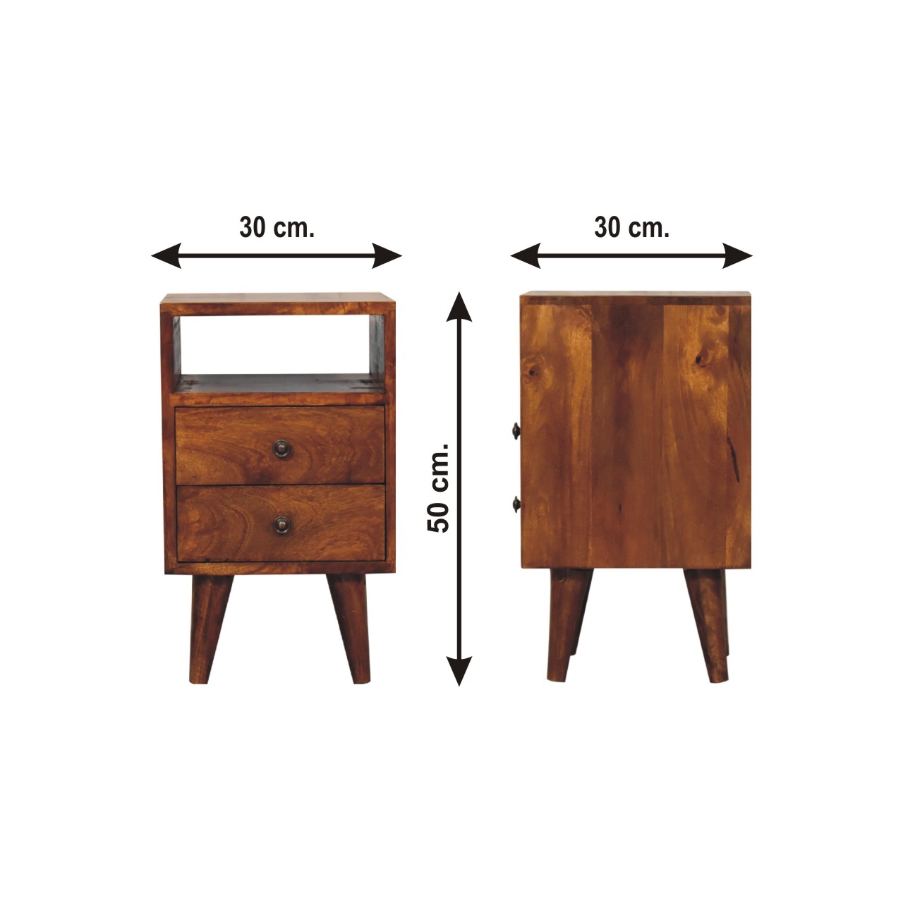 Size chart for Mini Classic Chestnut Bedside