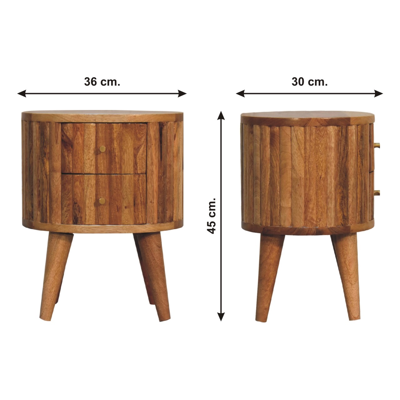 Size chart for Stripe Bedside Table | Oak-Ish Solid Mango Wood