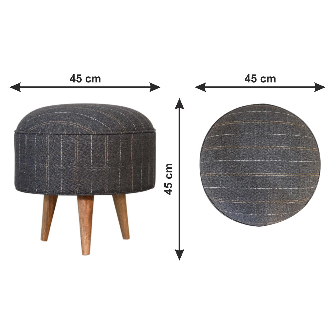 Size chart for Pewter Tweed Nordic Style Footstool