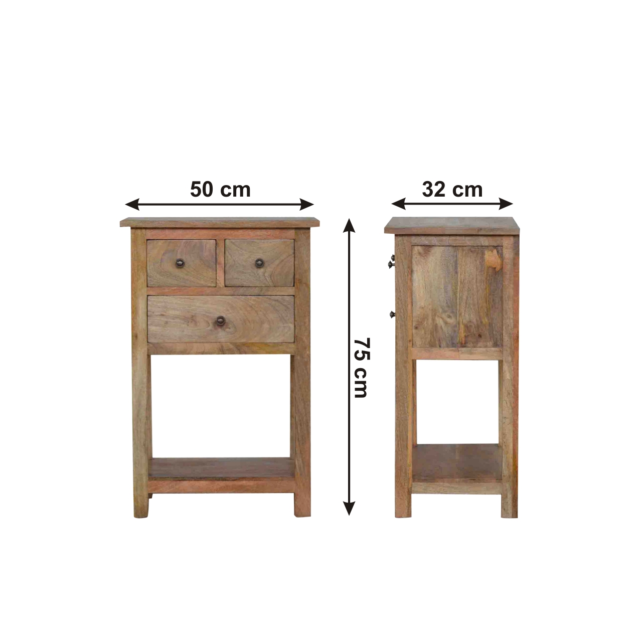 Size chart for Country Style Telephone Table Accent Piece | Oak-Ish Solid Mango Wood