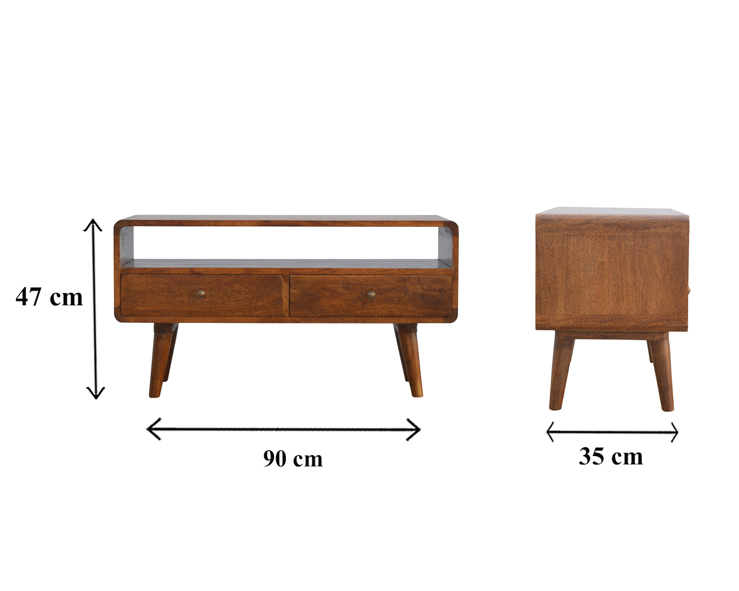 Size chart for Curved Chestnut Media Unit