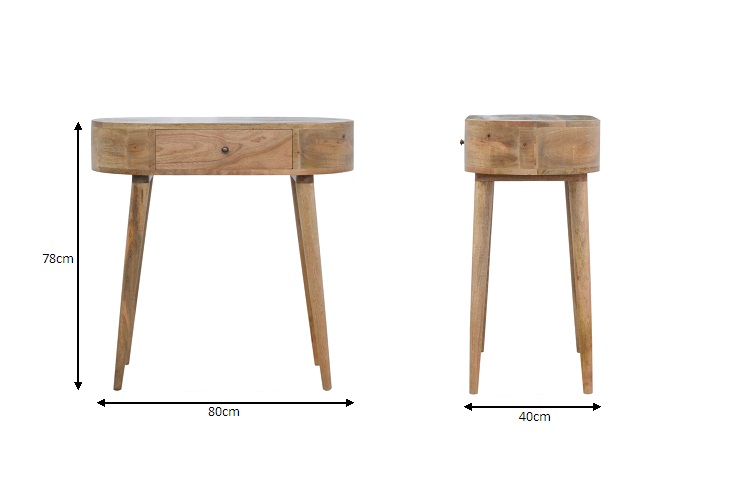 Size chart for Albion Console Table | Oak Solid Mango Wood