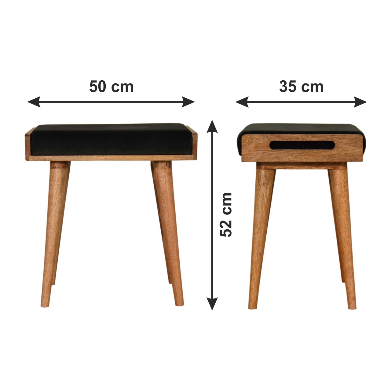 Size chart for Emerald Velvet Tray Style Footstool | Cotton Velvet