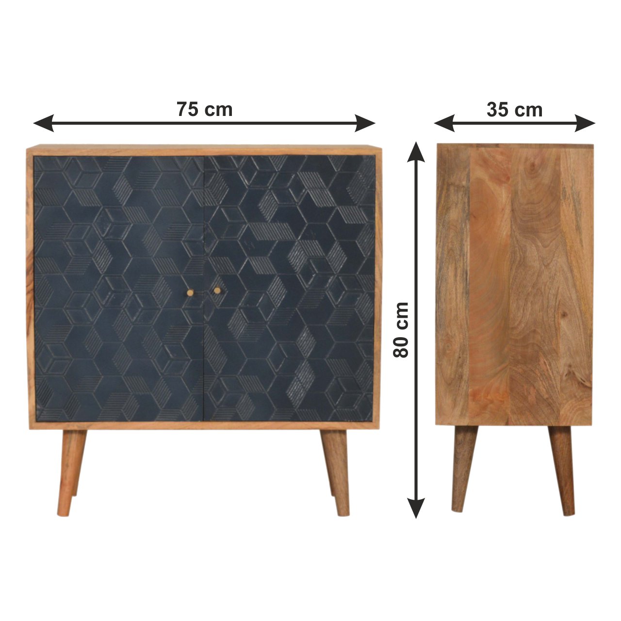 Size chart for Acadia Navy Cabinet