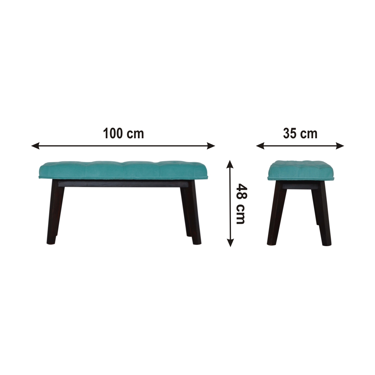 Size chart for Nordic Style Turquoise Bench