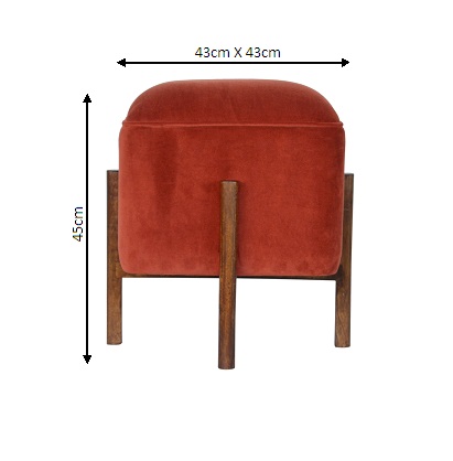 Size chart for Brick Velvet Solid Wood Footstool | Cotton Velvet