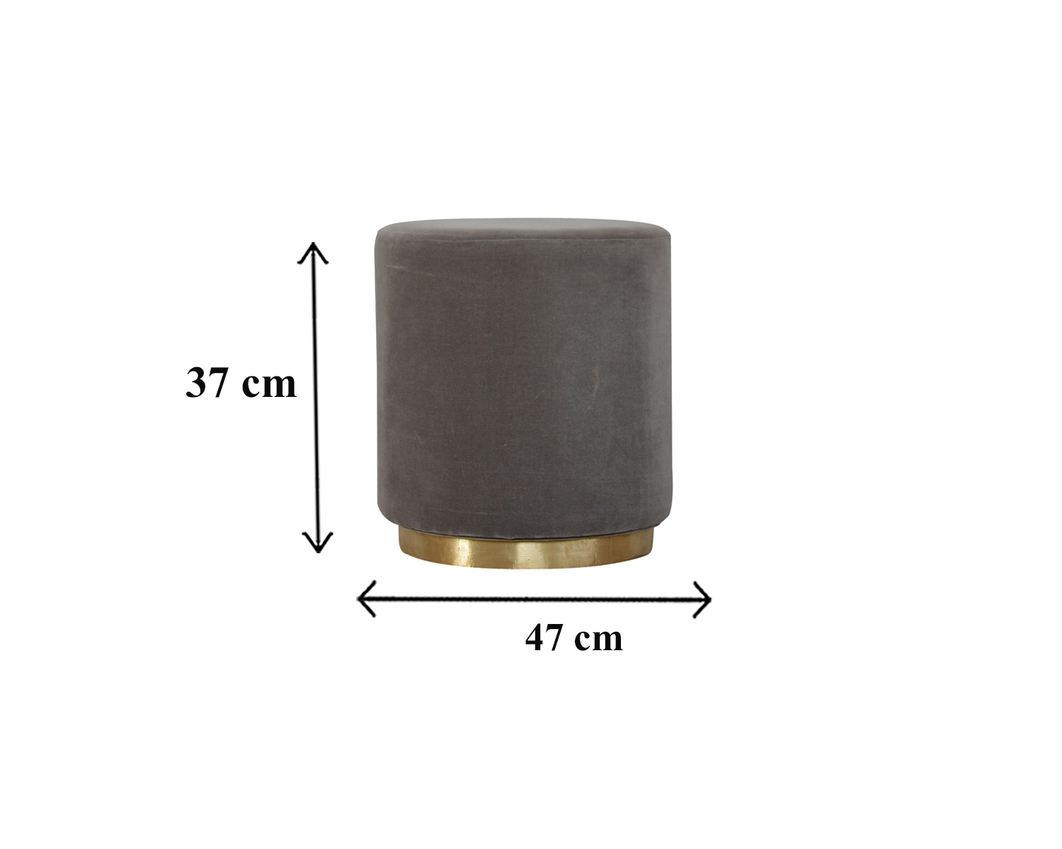 Size chart for Gold Base Grey Velvet Footstool | Cotton Velvet