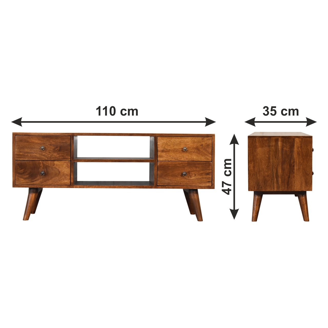 Size chart for Nordic Chestnut Entertainment Unit Chest of Drawers
