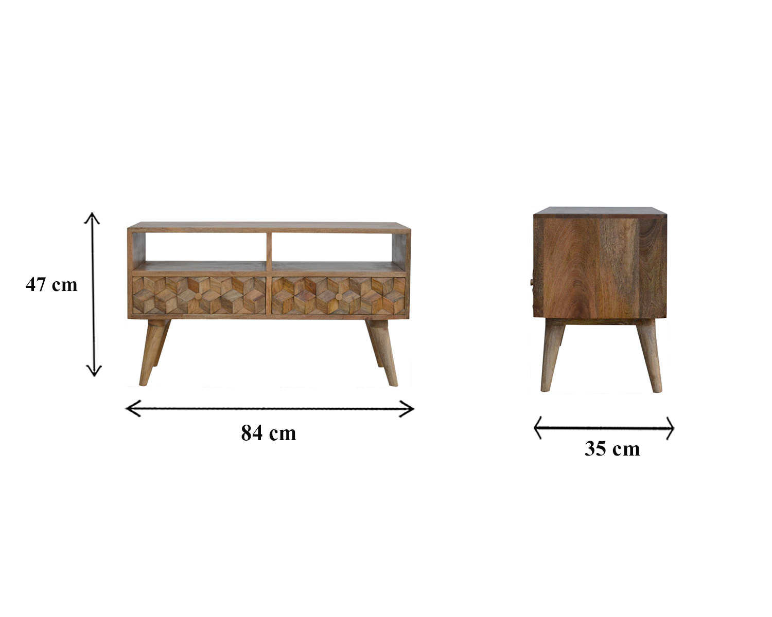 Size chart for Cube Carved TV Unit