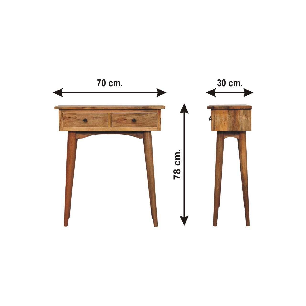 Size chart for Mini Oak-ish Hallway Console Table