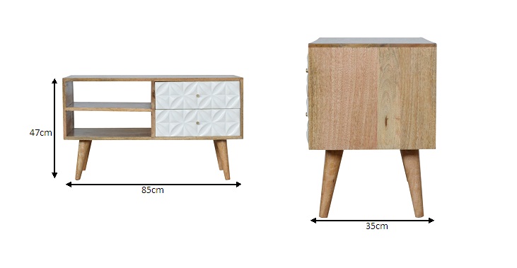 Size chart for Diamond Carved Media Unit