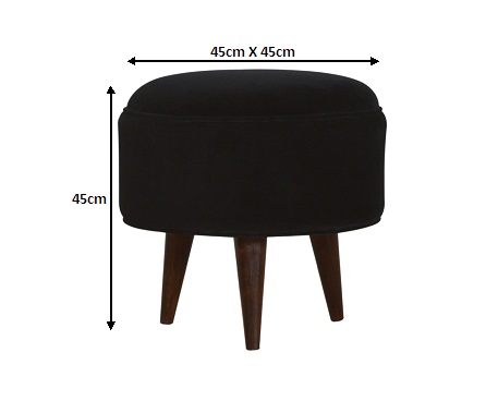 Size chart for Black Velvet Nordic Style Footstool | Cotton Velvet