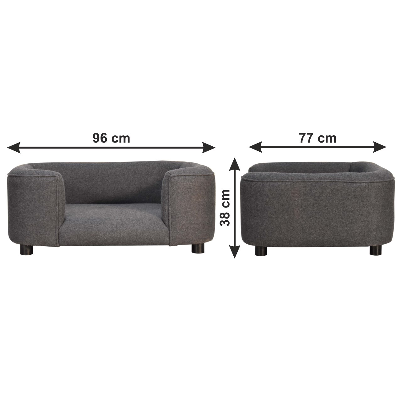 Size chart for Battleship Tweed Pet Sofa Bed