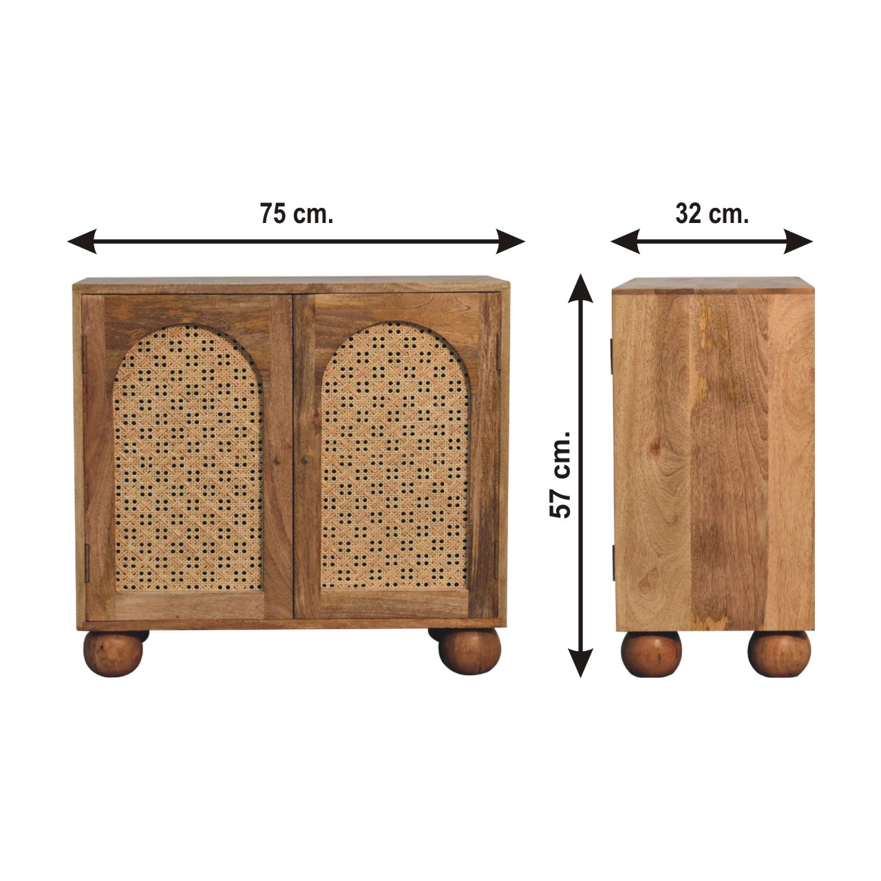 Size chart for Rattan Ball Cabinet