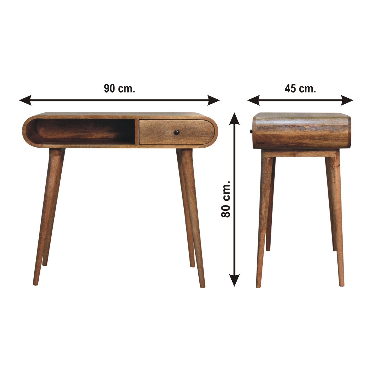 Size chart for Curved Flow Writing Desk