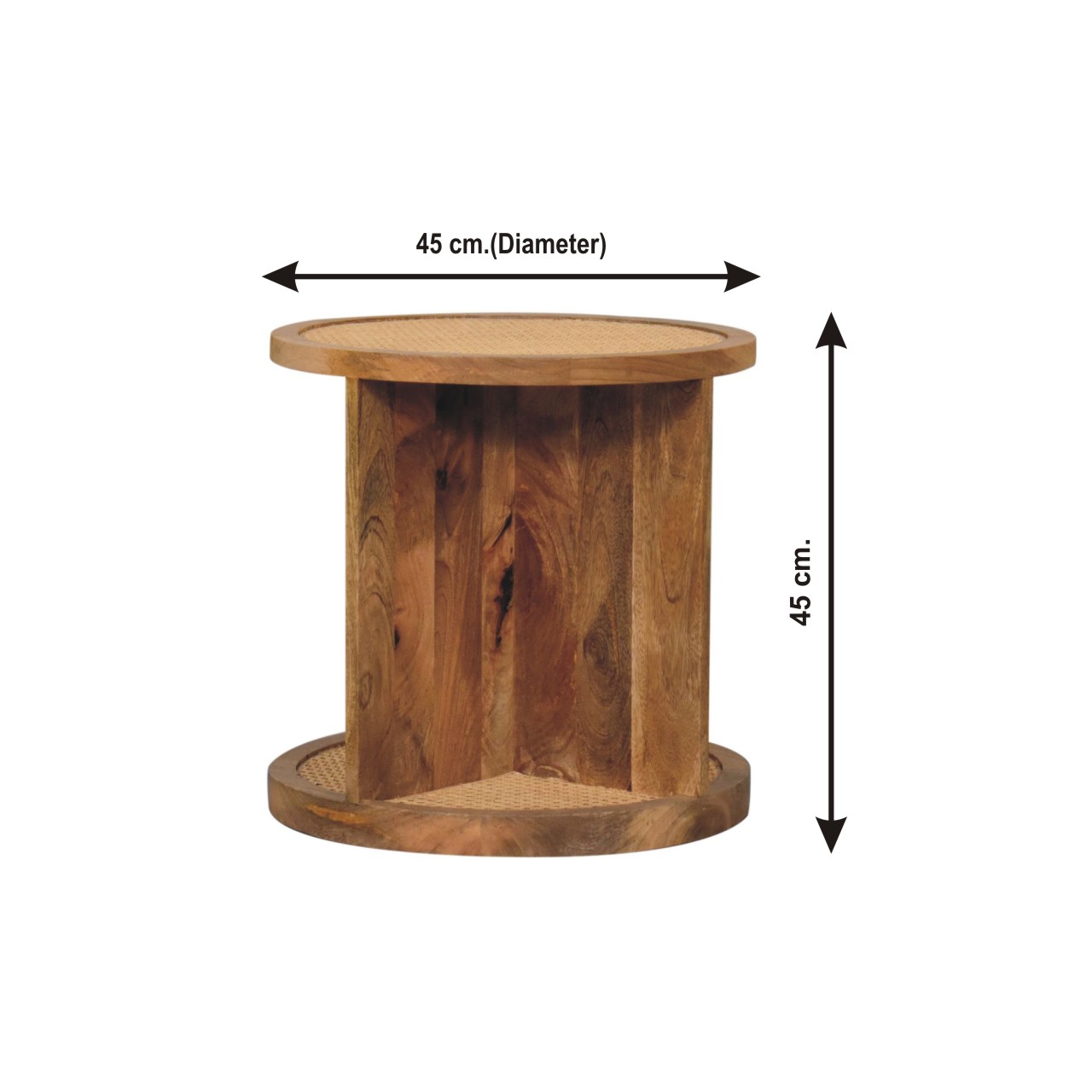 Size chart for Close-knit Corner End Table Accent Piece | Oak Solid Mango Wood