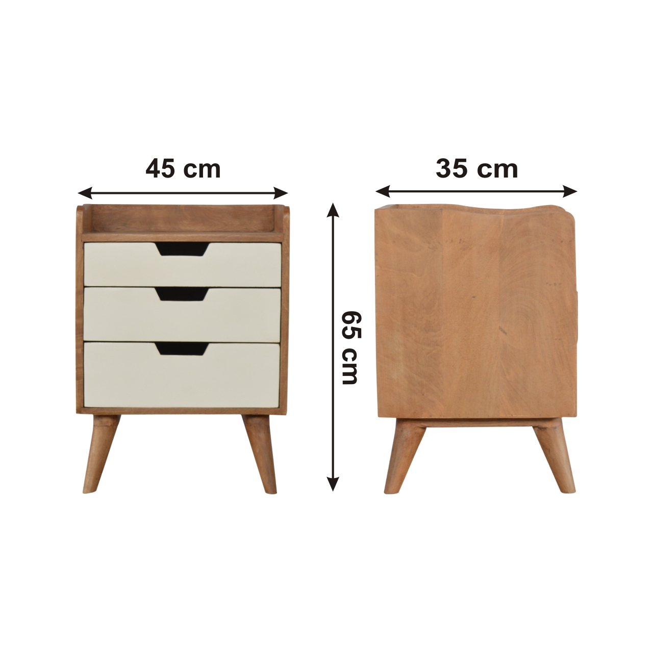 Size chart for White Painted Bedside Table