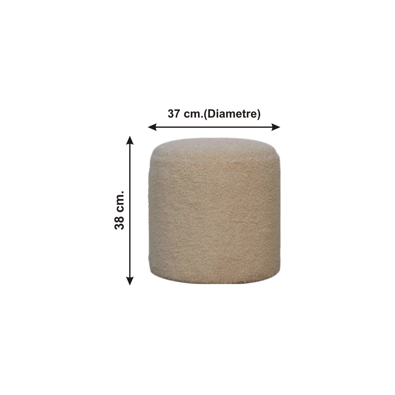Size chart for Boucle Cream Round Footstool