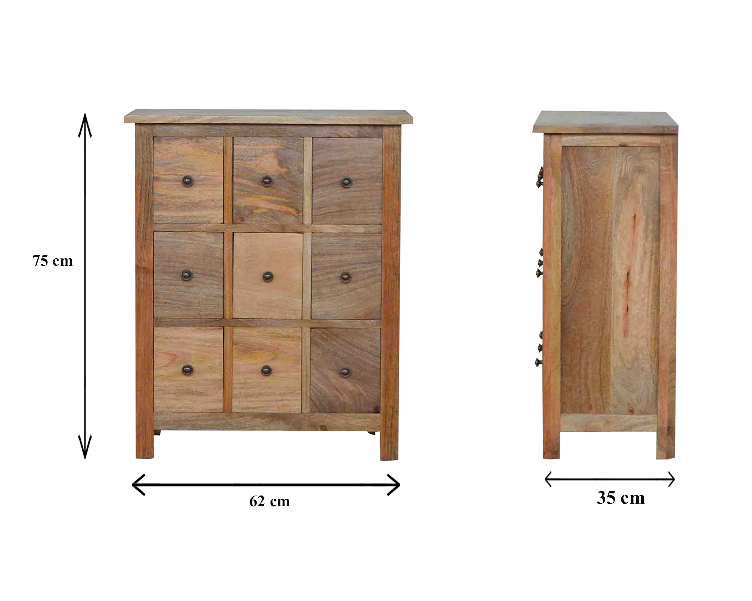 Size chart for 9 Drawer Mini Cabinet