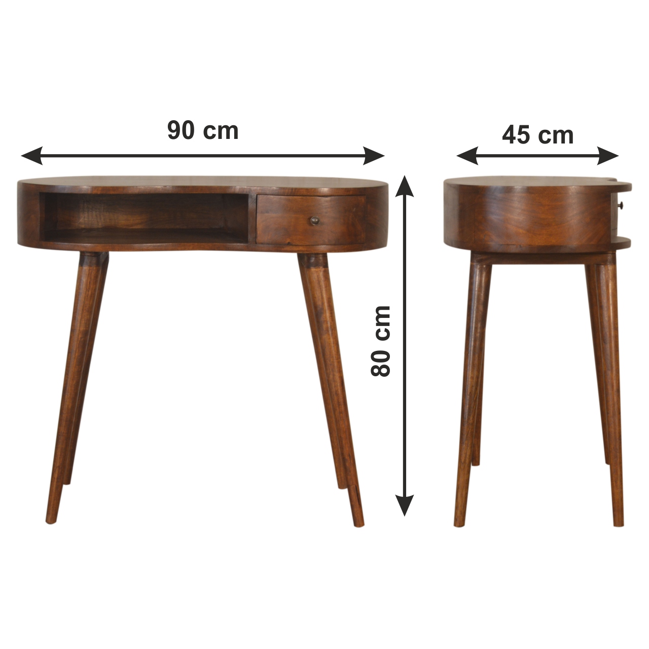 Size chart for Chestnut Rounded Writing Desk