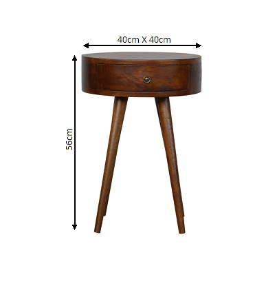 Size chart for Nordic Chestnut Circular Bedside Table