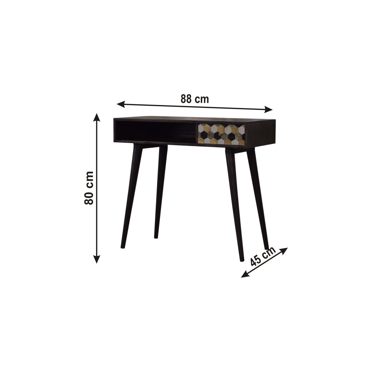 Size chart for Walnut Block Writing Desk | Chestnut Mango Wood
