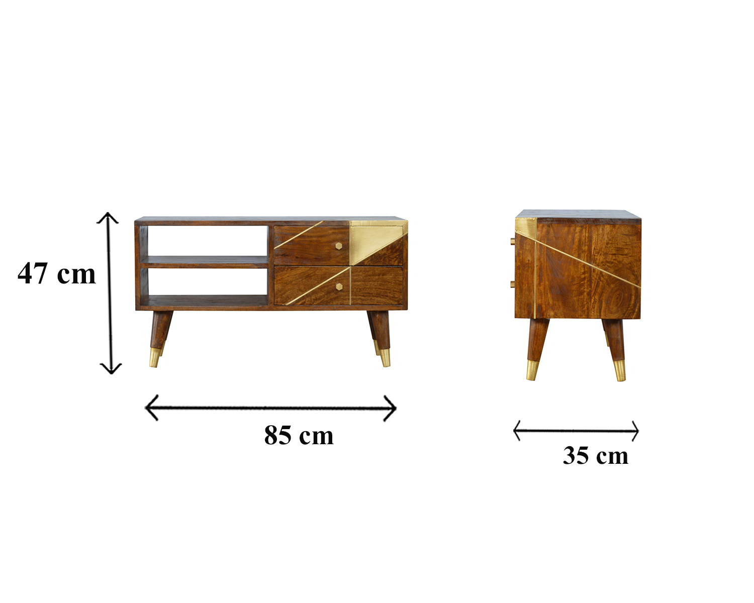Size chart for Gold Geo Chestnut Media Unit