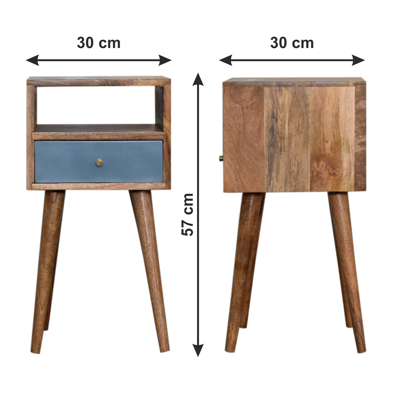 Size chart for Mini Blue Hand Painted nightstand