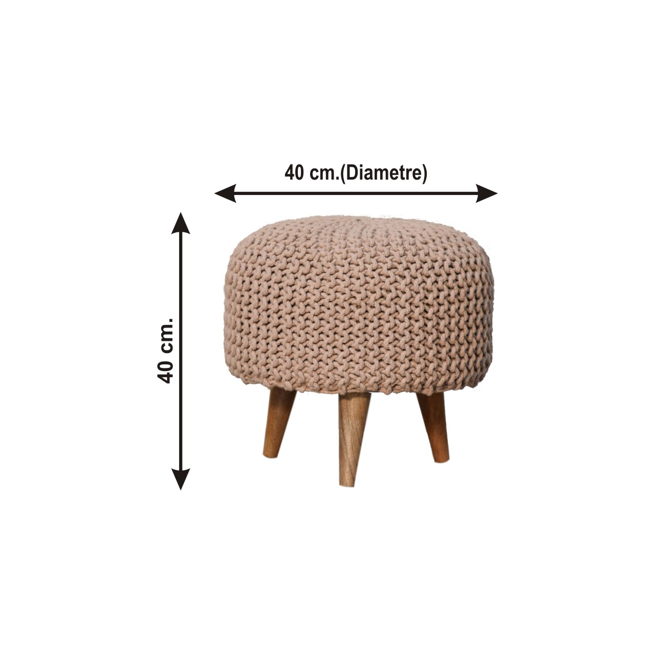 Size chart for Keeva Beige Round Footstool