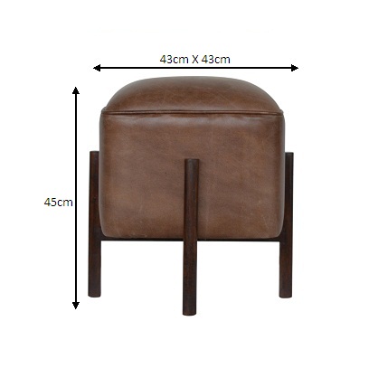 Size chart for Brown Solid Leather Footstool