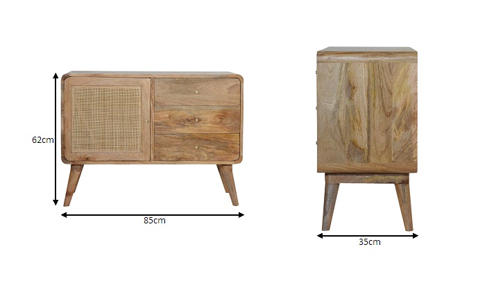 Size chart for Close-knit Sideboard Chest of Drawers | Oak Mango Wood