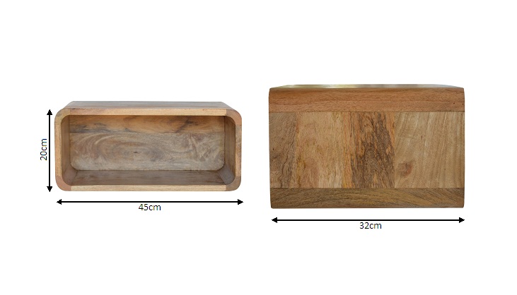 Size chart for Wall Mounted Open Bedside Table | Oak Solid Mango Wood Wall-Mounted