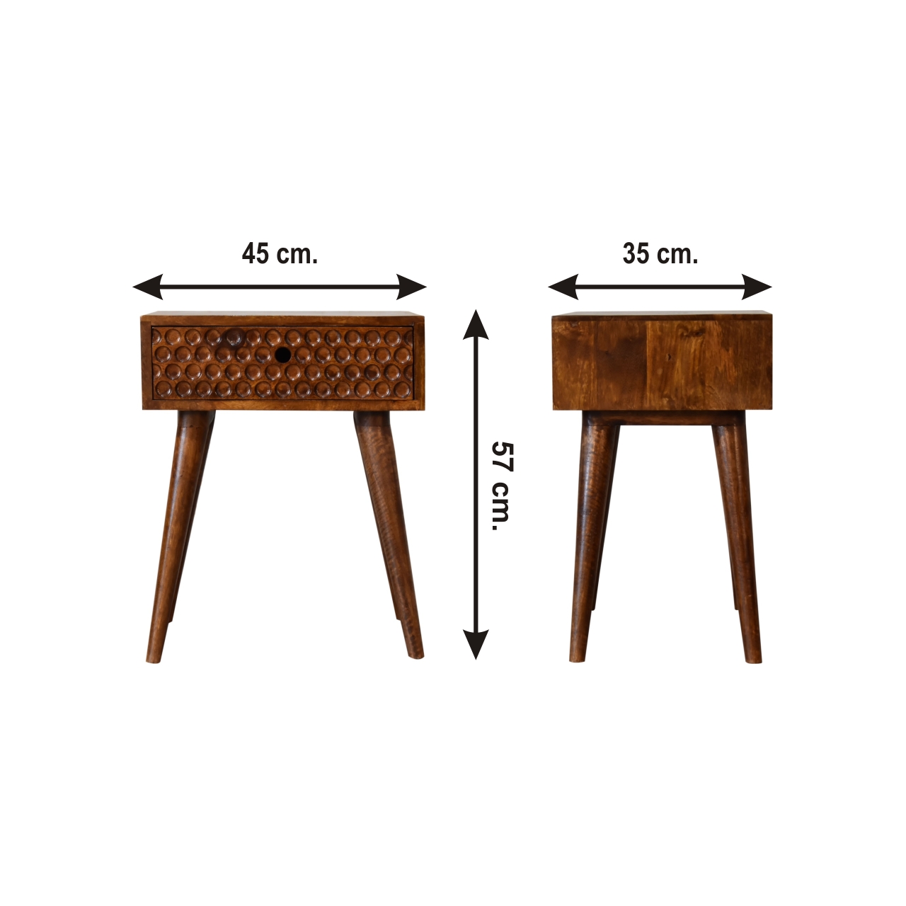 Size chart for Torun Bedside Table