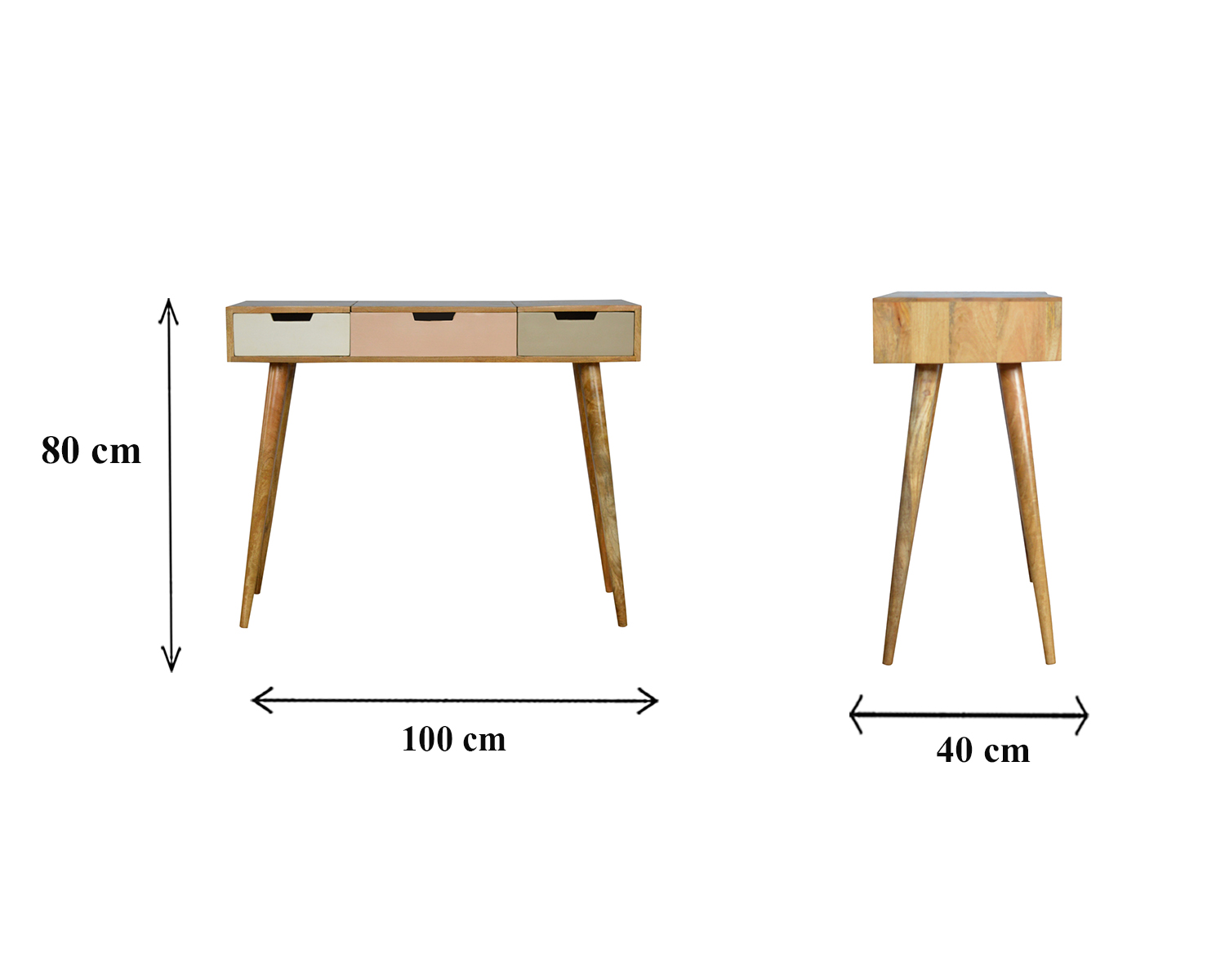 Size chart for Pink Gradient Dressing Table