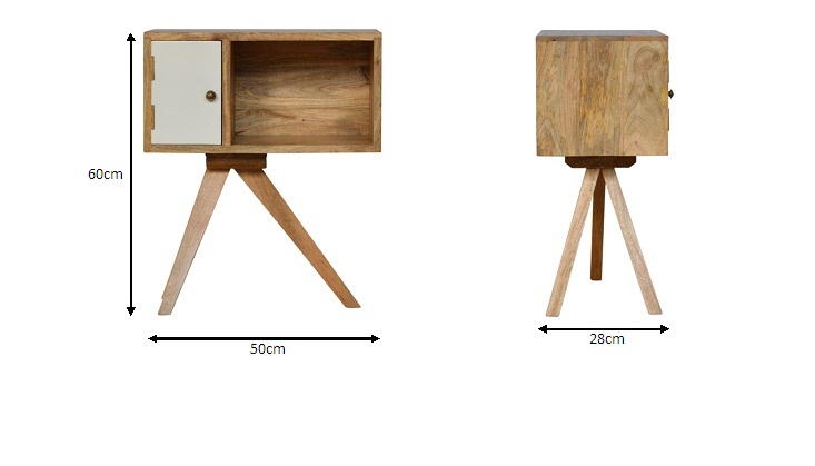 Size chart for Solid Wood Tripod Bedside Table | Oak Solid Mango Wood
