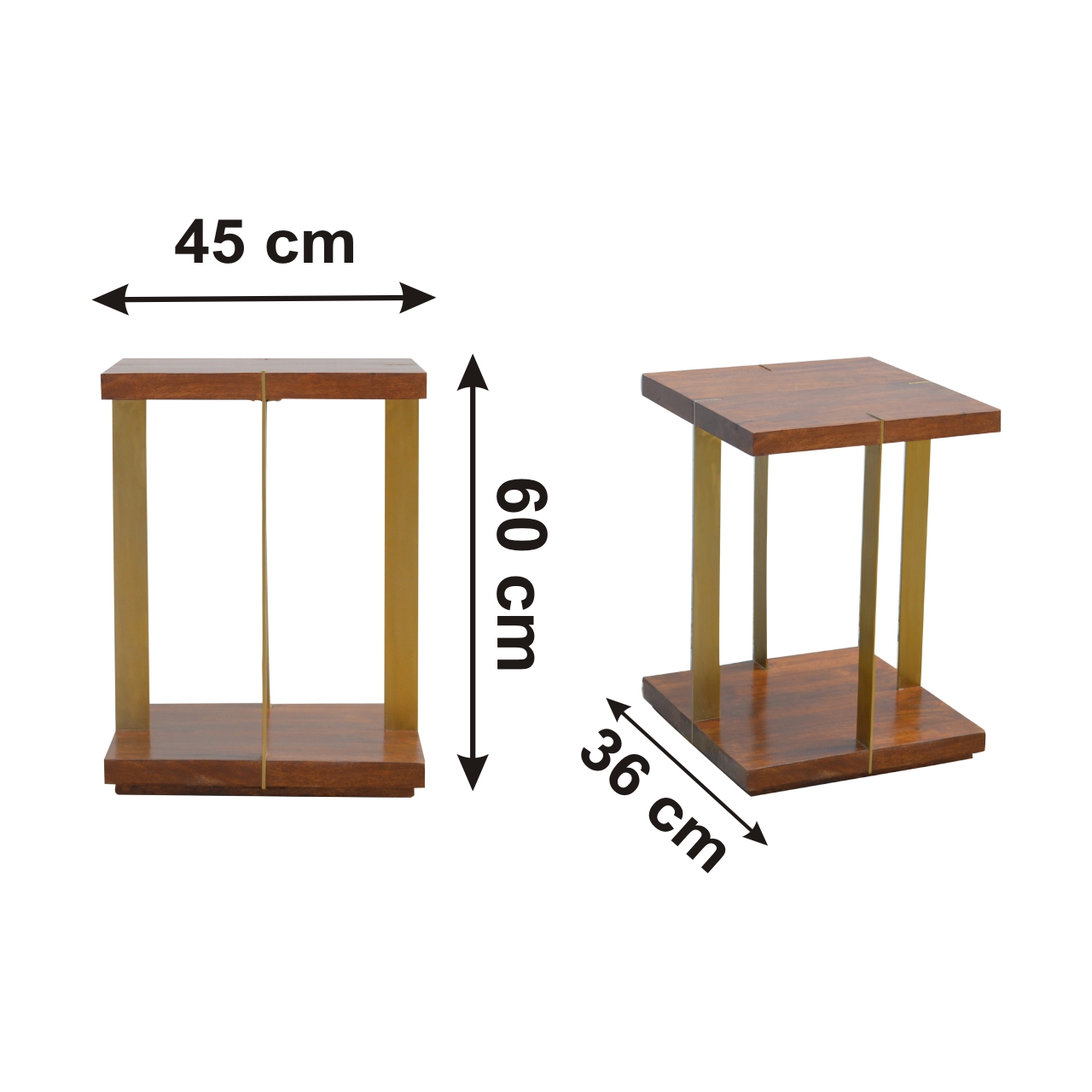 Size chart for Open Panel Chestnut End Table Chest of Drawers