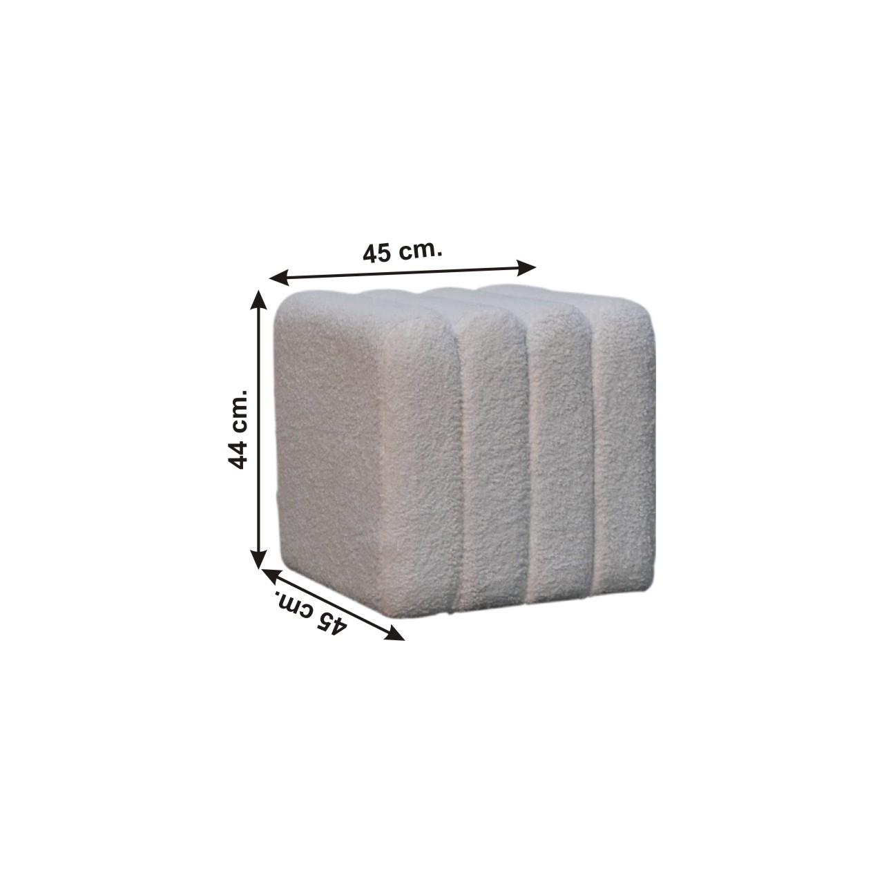 Size chart for White Wavy Boucle Footstool