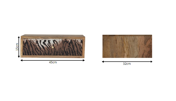 Size chart for Floating Animal Print Bedside Table | Wall-Mounted