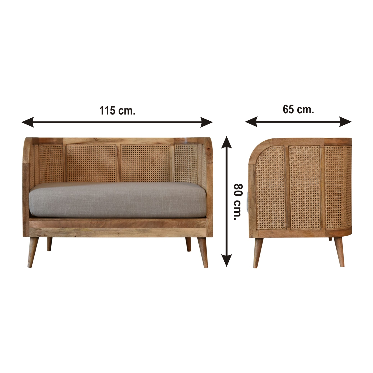 Size chart for Larissa Mud Linen Sofa