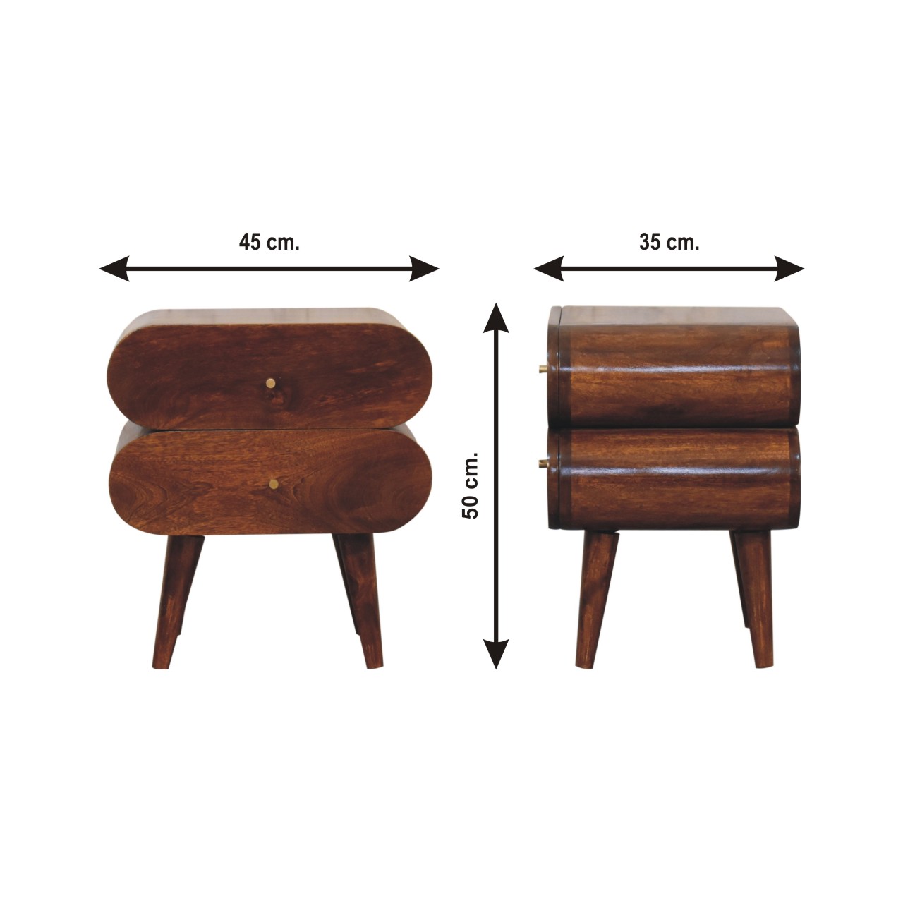 Size chart for Bubble Chestnut Bedside Table