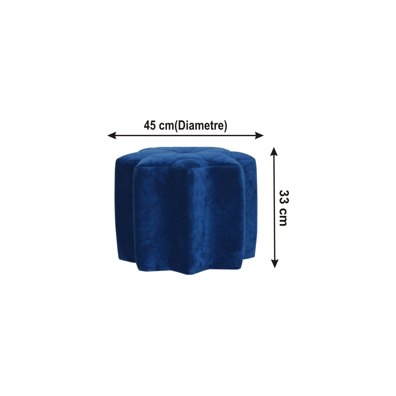 Size chart for Blue Velvet Star Footstool