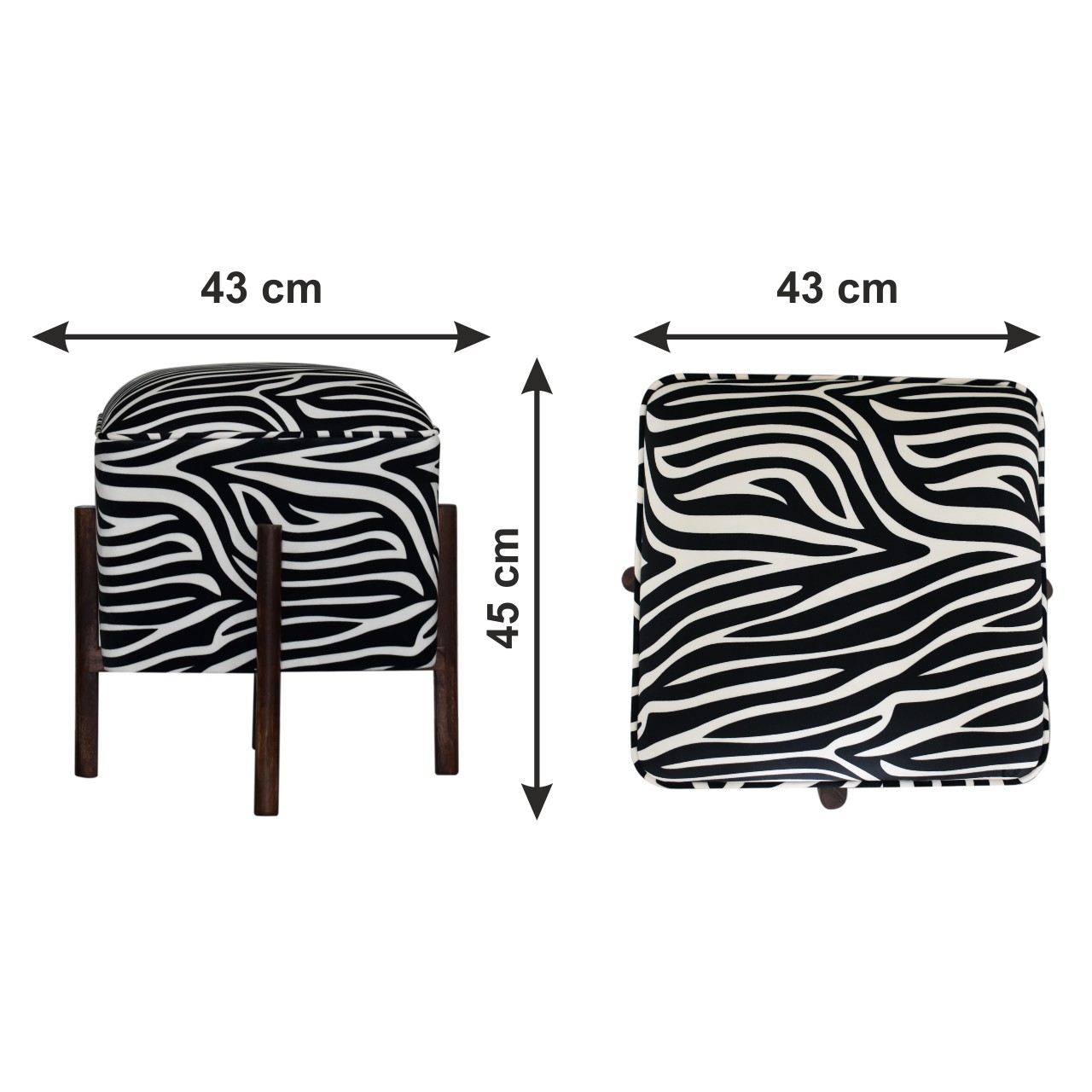 Size chart for Zebra Footstool | Velvet