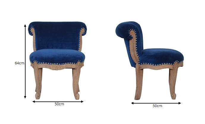 Size chart for Royal Blue Studded Chair | Cotton Velvet