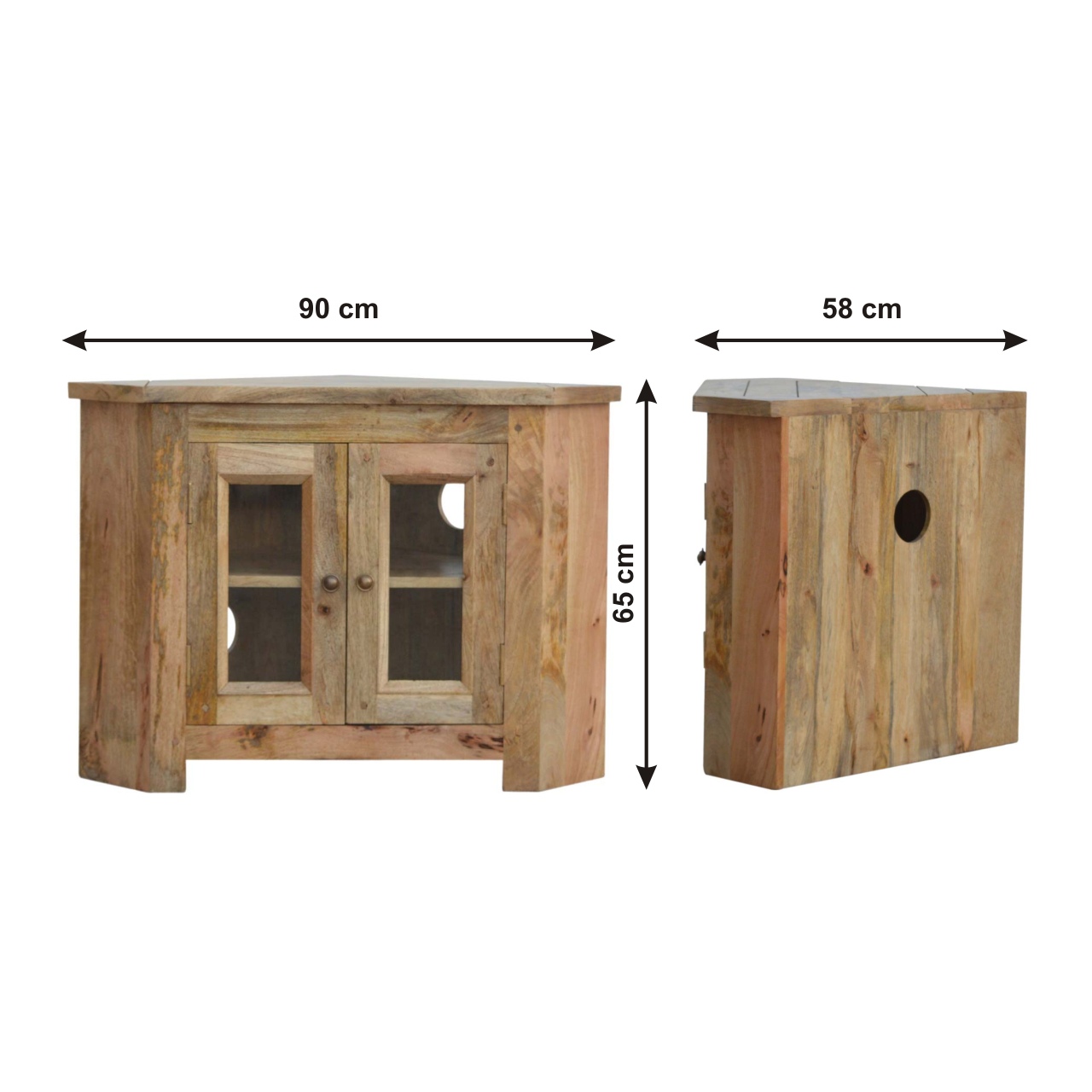 Size chart for Granary 2 Door Corner TV Cabinet