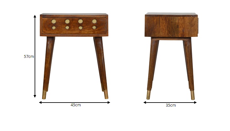 Size chart for Chestnut Brass Cut out Bedside Table